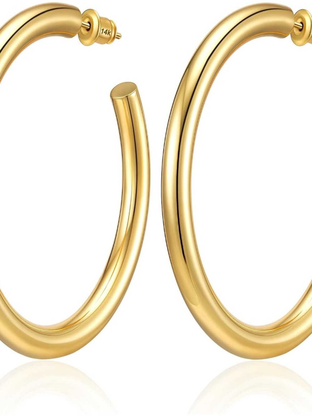 Hoop Earrings for Women, 14K Gold Plated/Silver Chunky Hoop Earring Hypoallergen